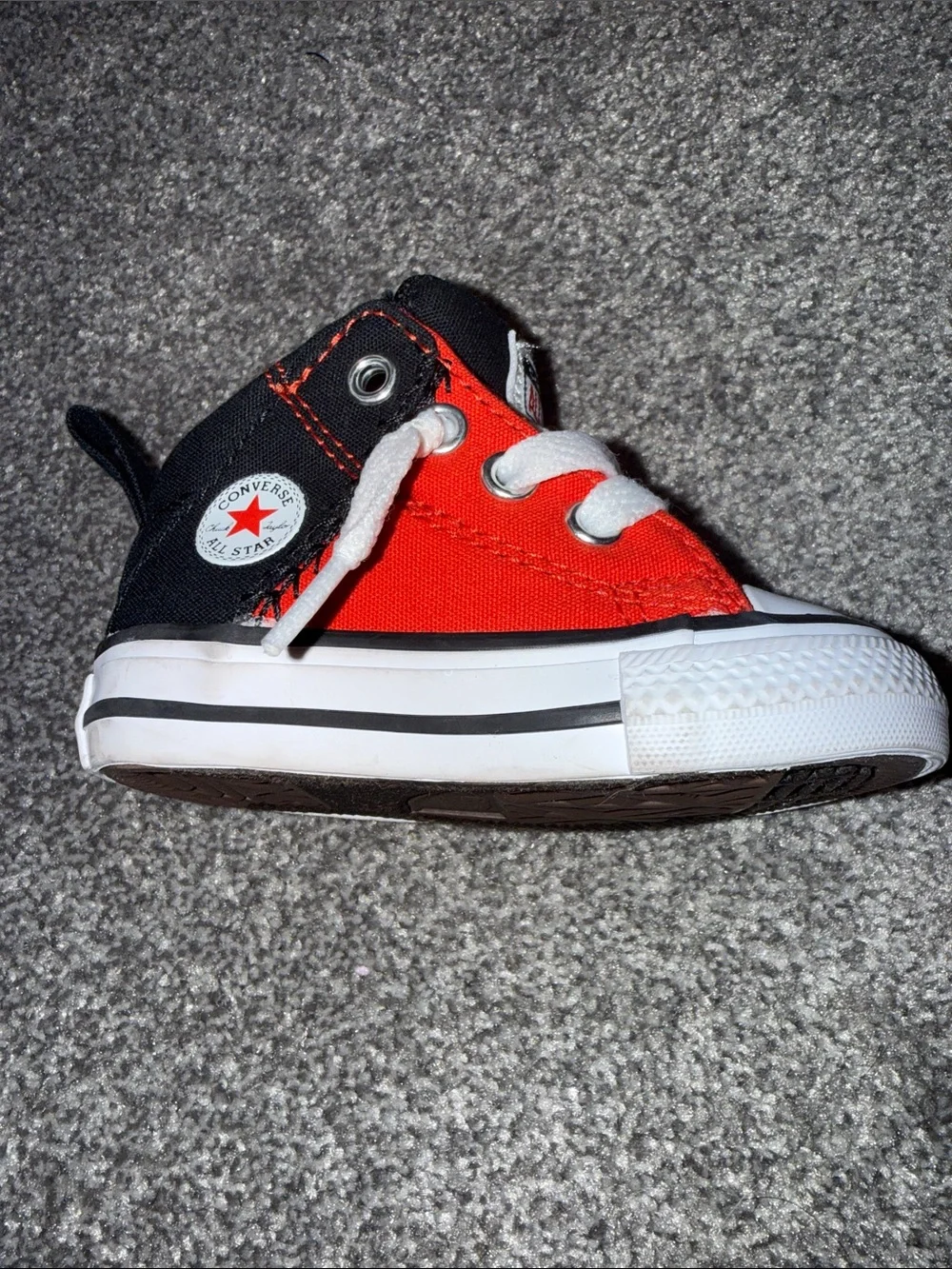 Converse Baby 2 Pairs 1 Low with black & red and high top Black & White